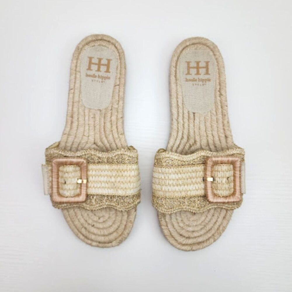 Haute Hippie Women's Raffa Espadrille Buckle Slides Sandals Size 8.5